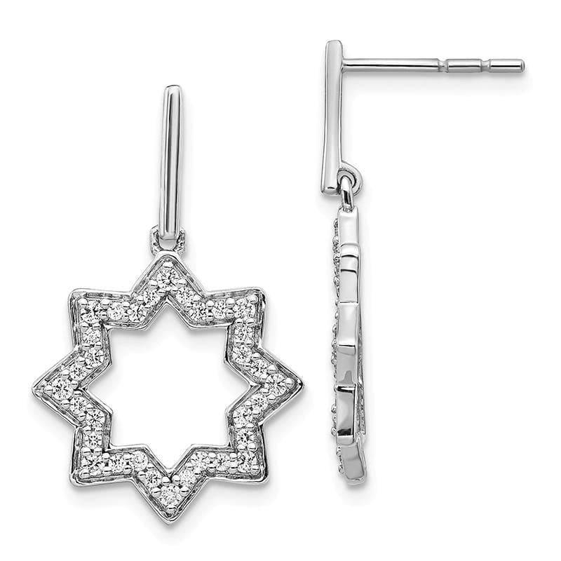 14k White Gold Diamond Fancy Dangle Star Earrings - Seattle Gold Grillz