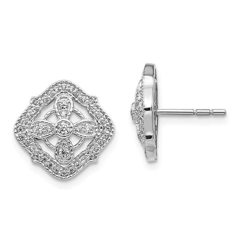 14k White Gold Diamond Fancy Earrings - Seattle Gold Grillz