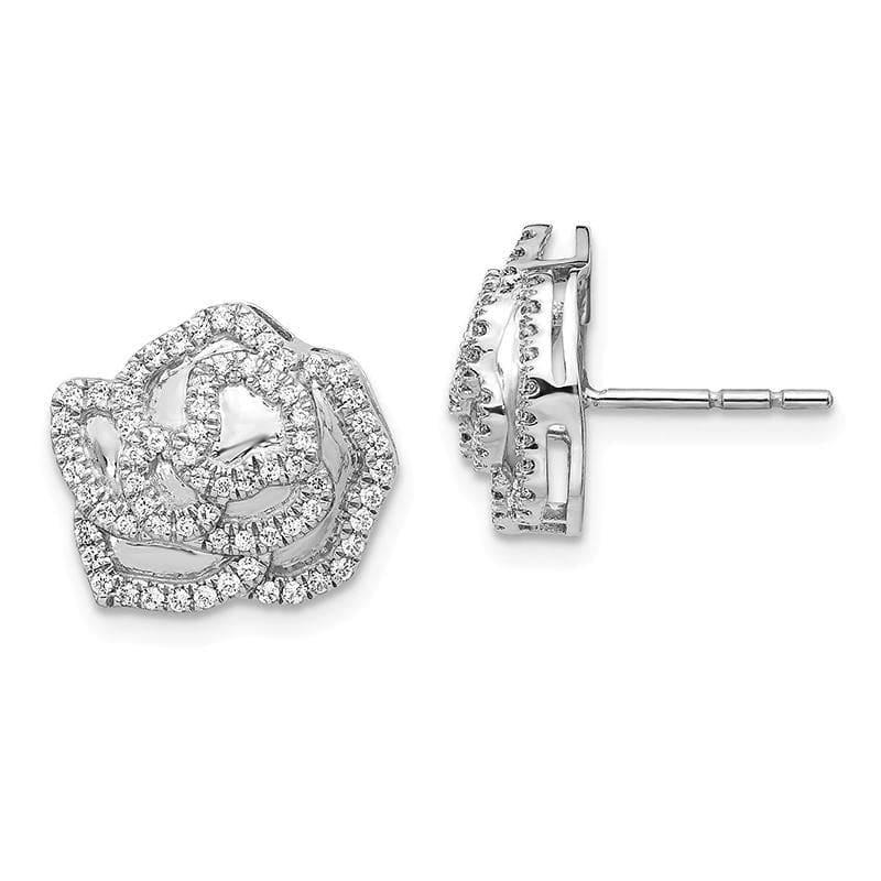 14k White Gold Diamond Fancy Flower Earrings - Seattle Gold Grillz