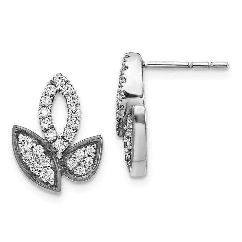 14k White Gold Diamond Fancy Leaf Earrings - Seattle Gold Grillz