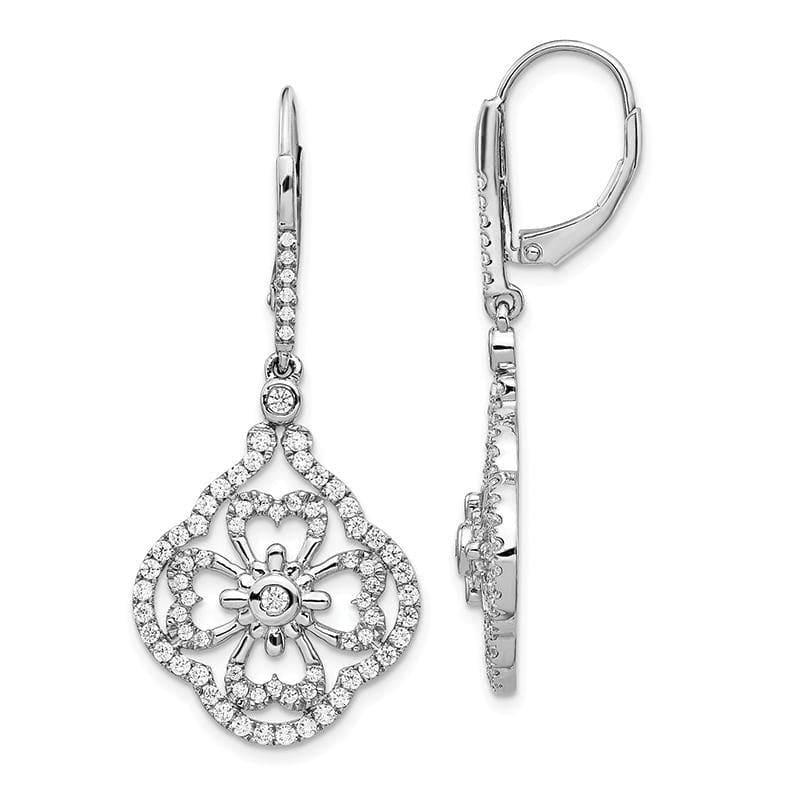 14k White Gold Diamond Fancy Leverback Earrings - Seattle Gold Grillz