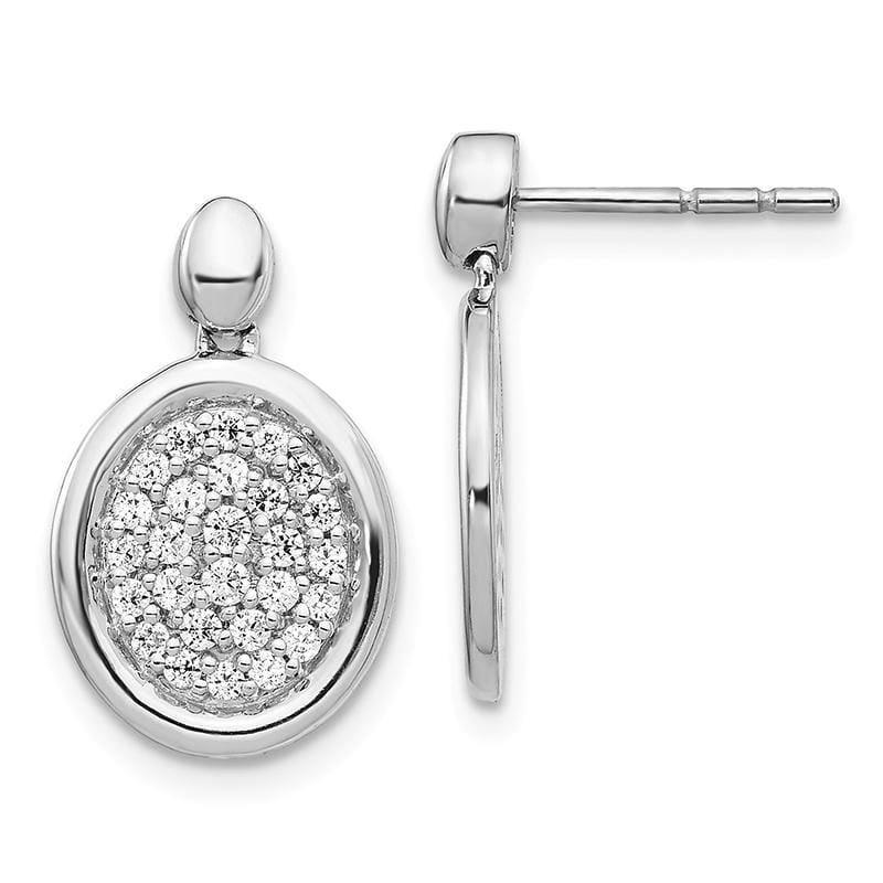 14k White Gold Diamond Fancy Oval Post Earrings - Seattle Gold Grillz