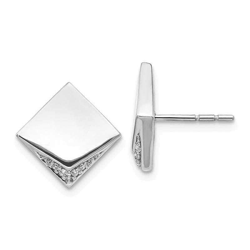 14k White Gold Diamond Fancy Square Earrings - Seattle Gold Grillz