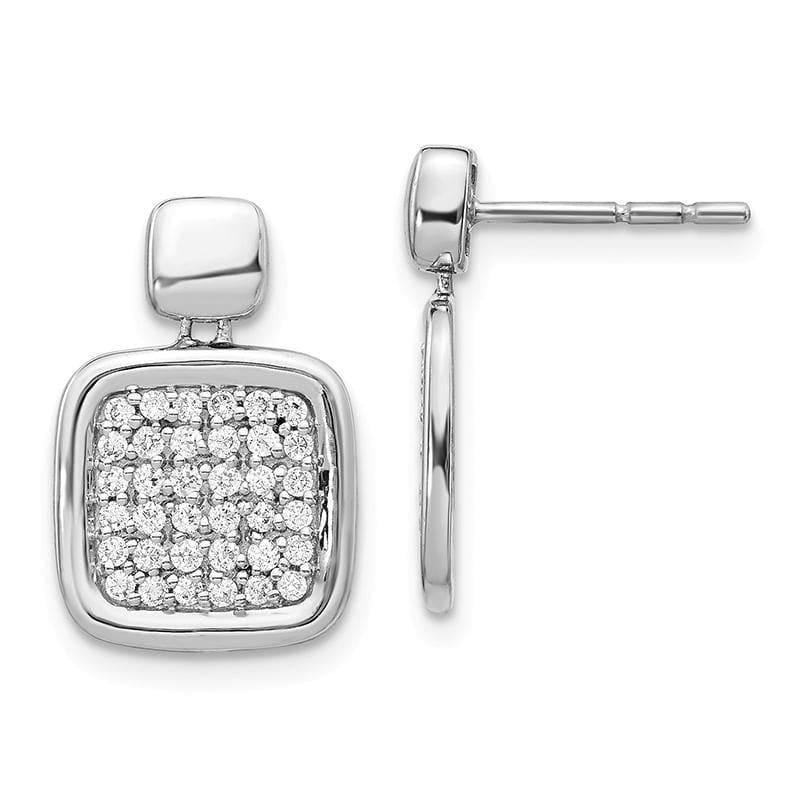 14k White Gold Diamond Fancy Square Post Earrings - Seattle Gold Grillz