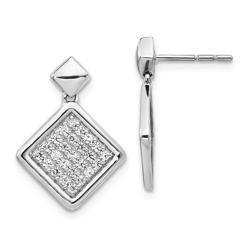 14k White Gold Diamond Fancy Square Post Earrings - Seattle Gold Grillz