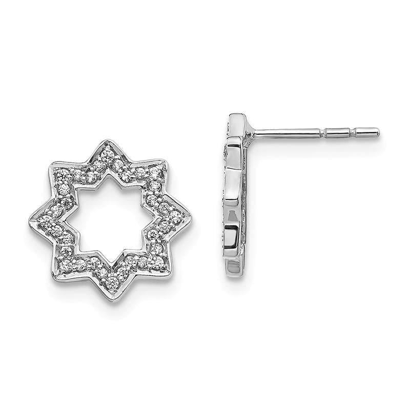 14k White Gold Diamond Fancy Star Earrings - Seattle Gold Grillz