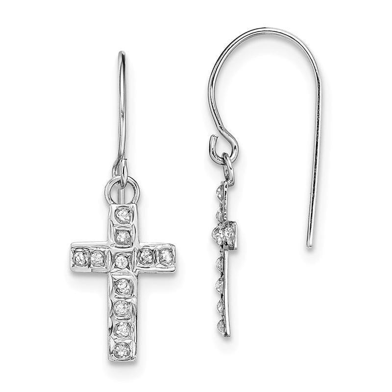 14k White Gold Diamond Fascination Cross Earrings - Seattle Gold Grillz