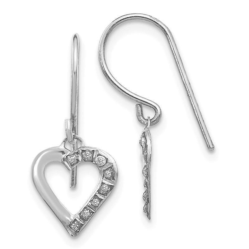 14k White Gold Diamond Fascination Heart Earrings - Seattle Gold Grillz