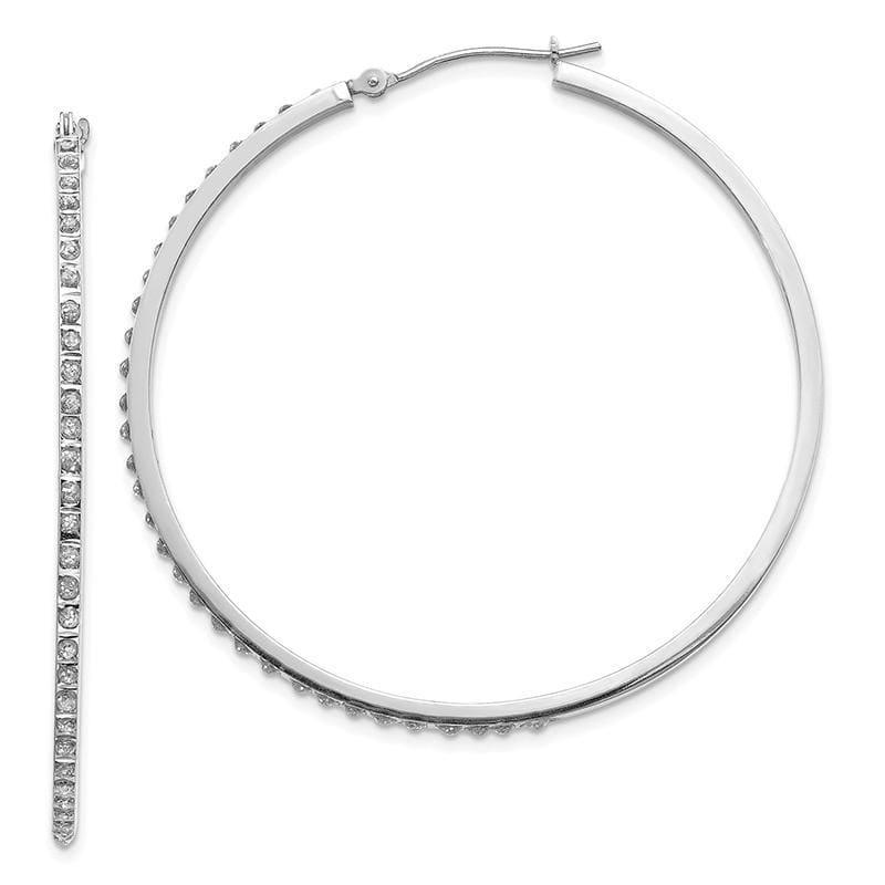 14k White Gold Diamond Fascination Lg Round Hinged Hoop Earrings - Seattle Gold Grillz