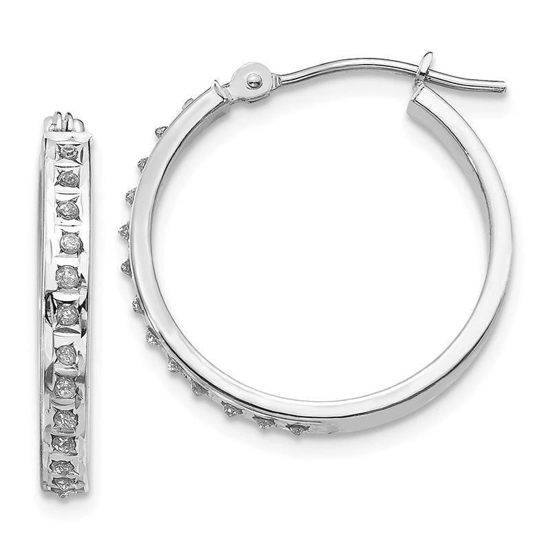 14k White Gold Diamond Fascination Round Hinged Hoop Earrings - Seattle Gold Grillz