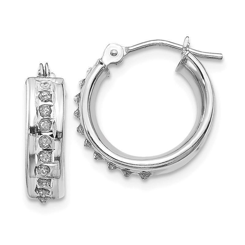 14k White Gold Diamond Fascination Round Hinged Hoop Earrings - Seattle Gold Grillz
