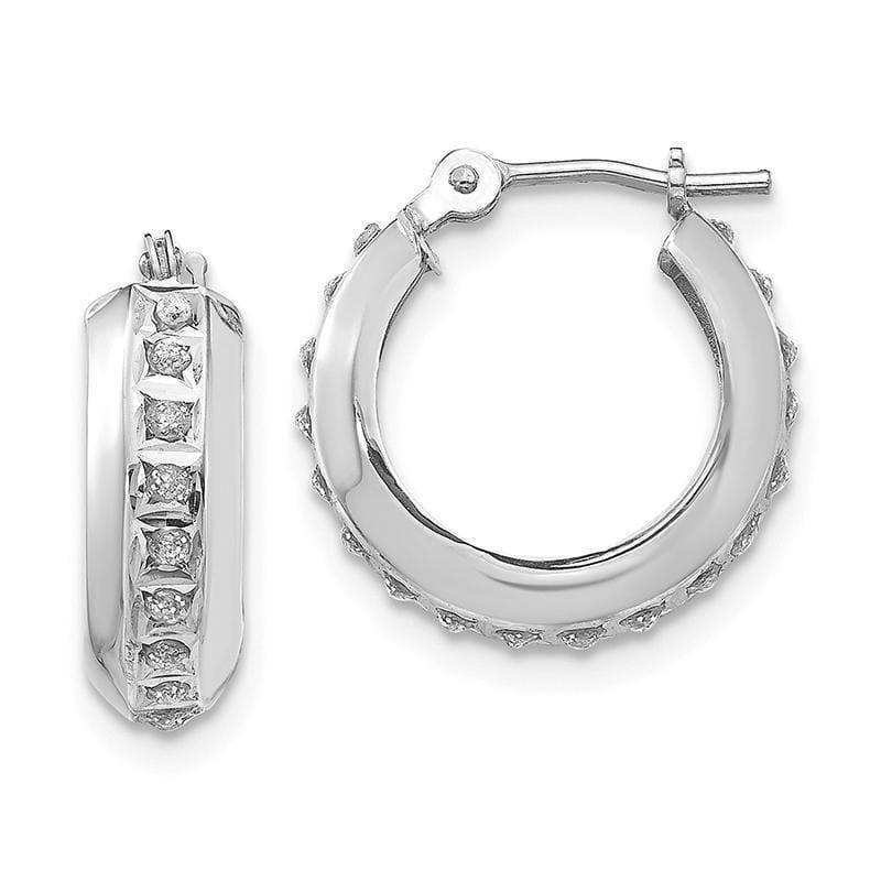 14k White Gold Diamond Fascination Round Hinged Hoop Earrings - Seattle Gold Grillz