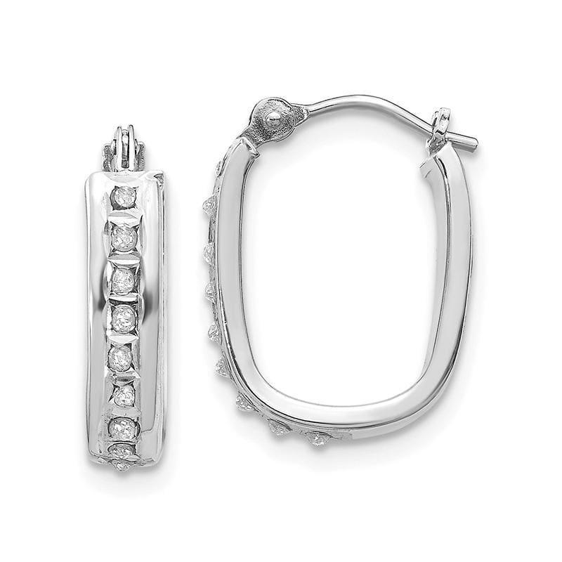14k White Gold Diamond Fascination Squared Hinged Hoop Earrings - Seattle Gold Grillz