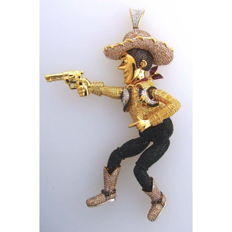 14k White Gold Diamond Flooded Woody Pendant - Seattle Gold Grillz