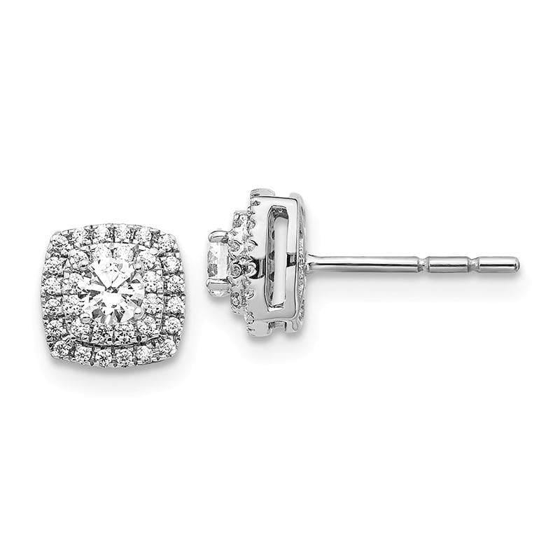 14k White Gold Diamond Halo Earrings - Seattle Gold Grillz