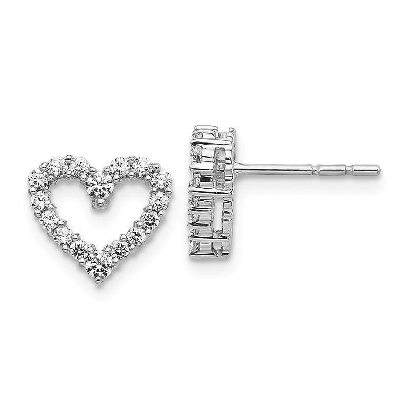 14k White Gold Diamond Heart Earrings - Seattle Gold Grillz