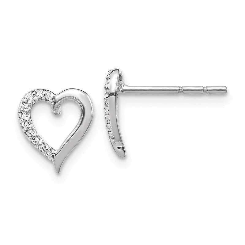 14k White Gold Diamond Heart Earrings - Seattle Gold Grillz