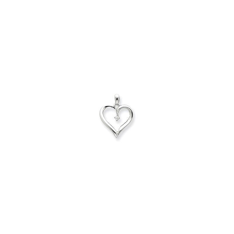 14K White Gold Diamond Heart Pendant - Seattle Gold Grillz