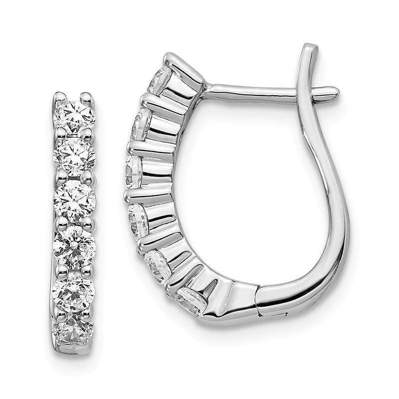 14k White Gold Diamond Hinged Hoop Earrings. 1.00ctw - Seattle Gold Grillz
