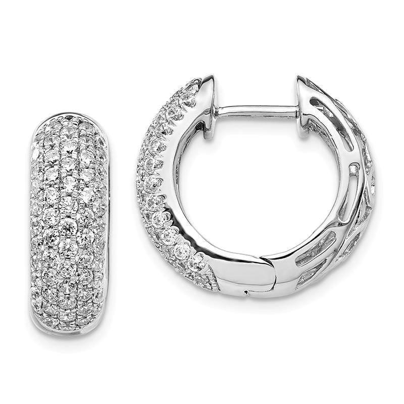 14k White Gold Diamond Hinged Hoop Earrings. 1.75ctw - Seattle Gold Grillz
