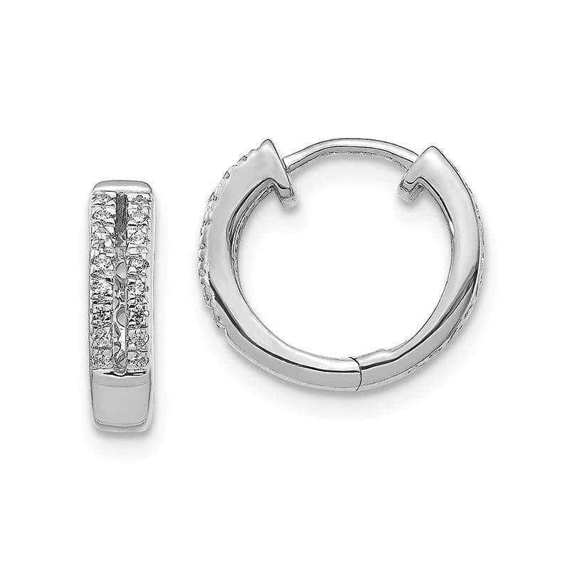 14k White Gold Diamond Hinged Round Hoop Earrings. 0.10ctw - Seattle Gold Grillz