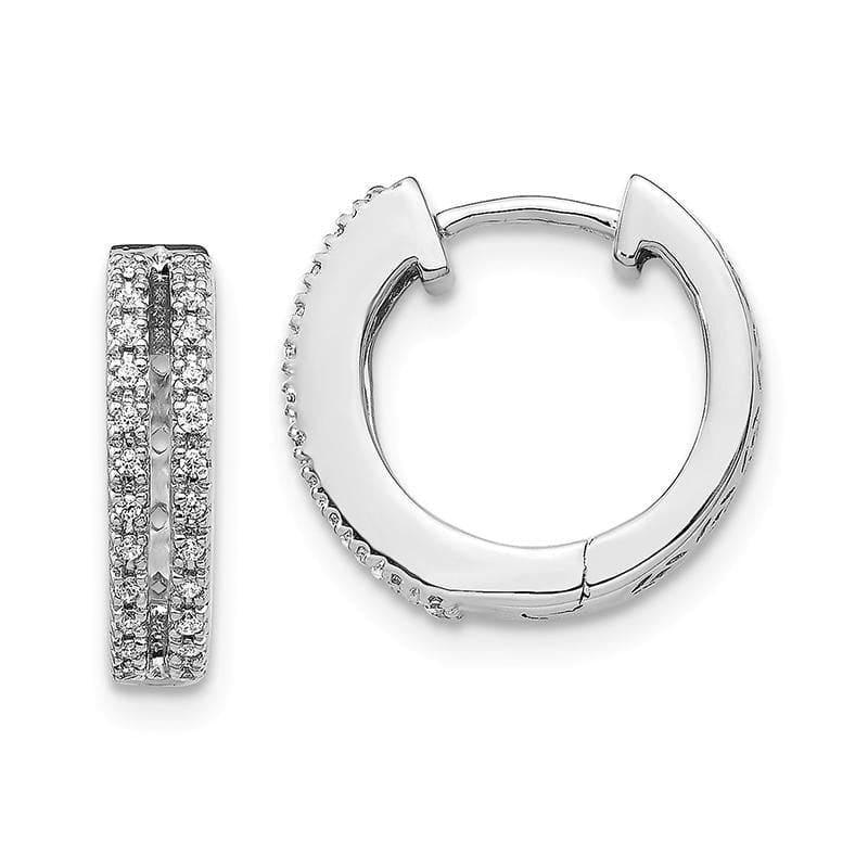 14k White Gold Diamond Hinged Round Hoop Earrings. 0.16ctw - Seattle Gold Grillz