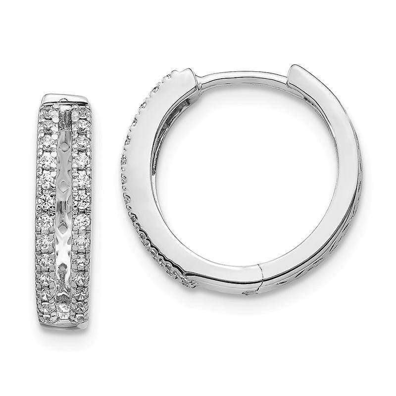 14k White Gold Diamond Hinged Round Hoop Earrings. 0.25ctw - Seattle Gold Grillz