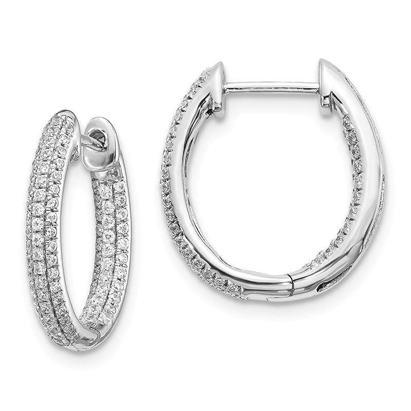 14k White Gold Diamond In-Out Hinged Hoop Earrings. 0.62ctw - Seattle Gold Grillz