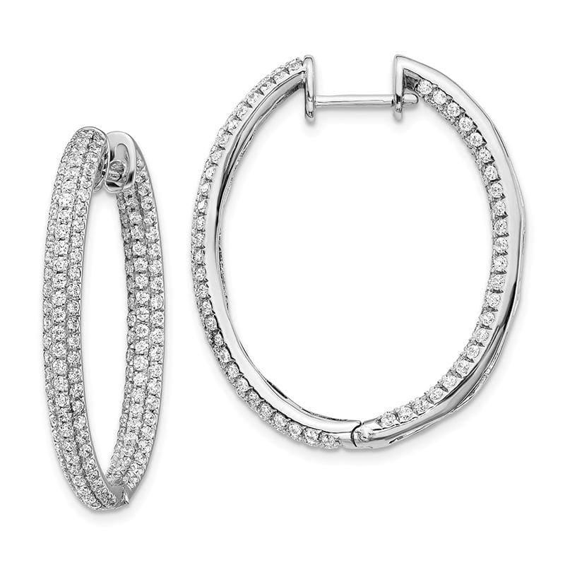 14k White Gold Diamond In-Out Hinged Hoop Earrings. 1.25ctw - Seattle Gold Grillz