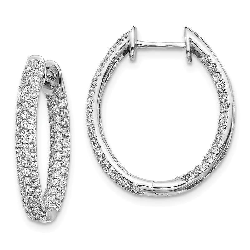 14k White Gold Diamond In-Out Hinged Hoop Earrings. 2.20ctw - Seattle Gold Grillz