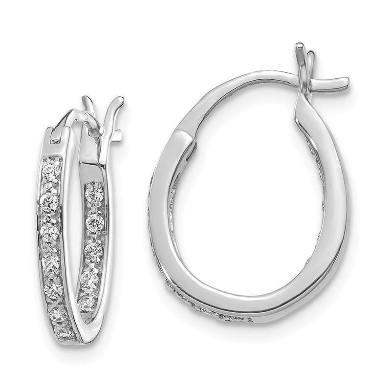14k White Gold Diamond In-Out Hoop Earrings. 0.25ctw - Seattle Gold Grillz