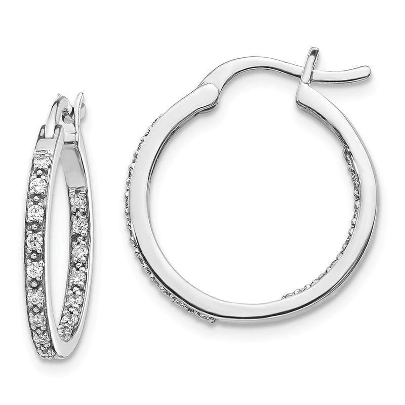14k White Gold Diamond In-Out Hoop Earrings. 0.33ctw - Seattle Gold Grillz