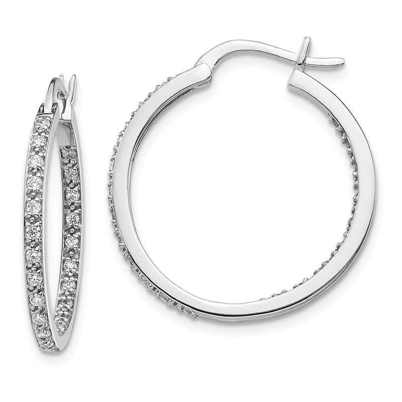 14k White Gold Diamond In-Out Hoop Earrings. 0.50ctw - Seattle Gold Grillz