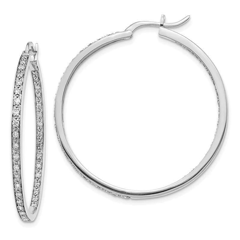 14k White Gold Diamond In-Out Hoop Earrings. 0.62ctw - Seattle Gold Grillz