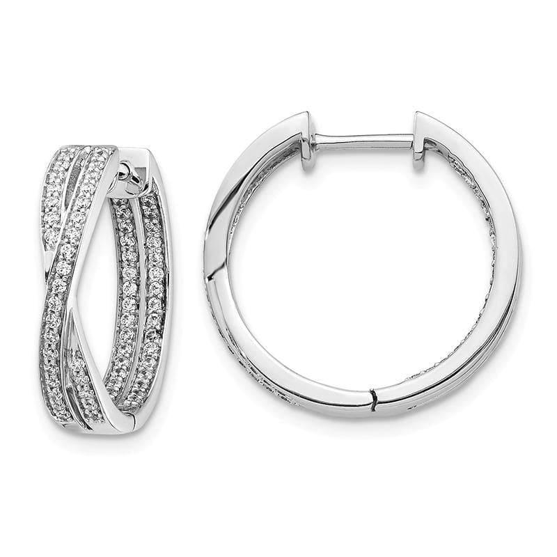 14k White Gold Diamond In-Out Hoop Earrings. 0.65ctw - Seattle Gold Grillz