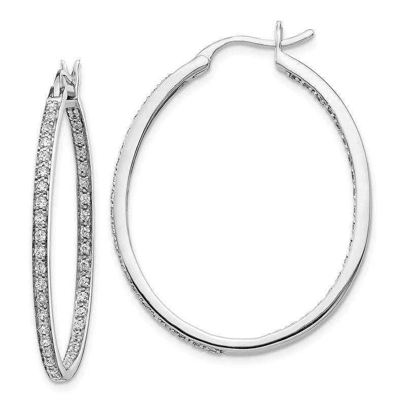 14k White Gold Diamond In-Out Hoop Earrings. 0.75ctw - Seattle Gold Grillz