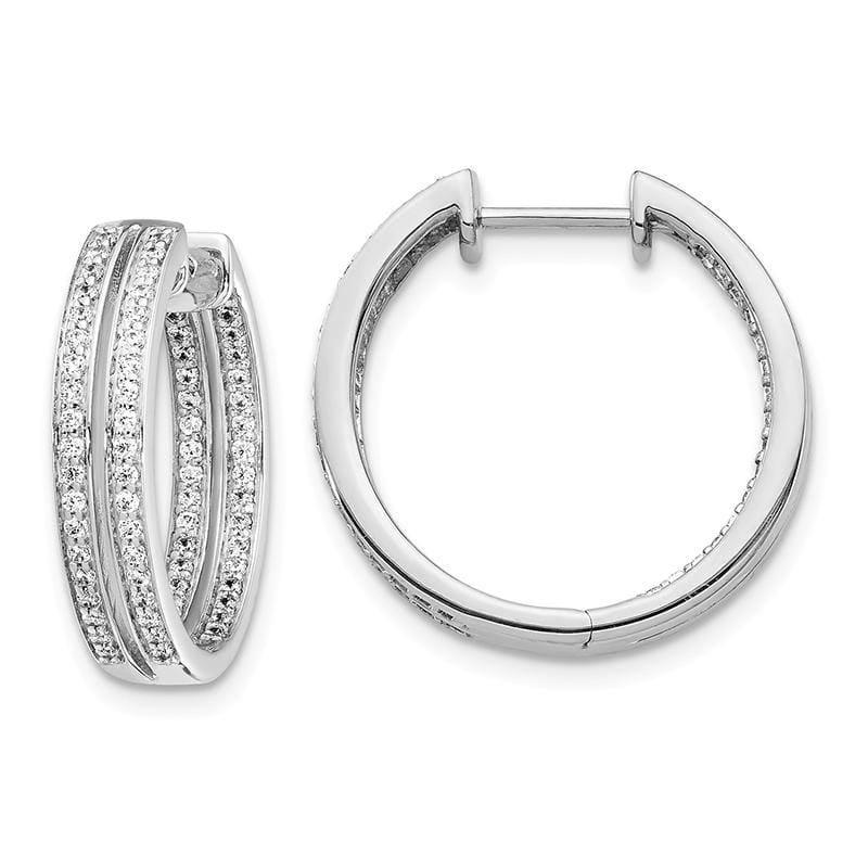 14k White Gold Diamond In-Out Hoop Earrings. 0.75ctw - Seattle Gold Grillz