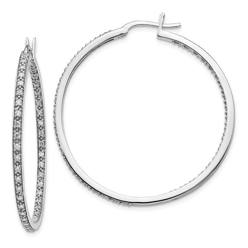 14k White Gold Diamond In-Out Hoop Earrings. 0.88ctw - Seattle Gold Grillz