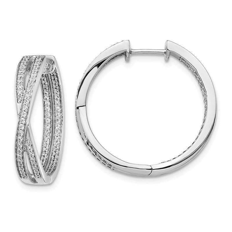 14k White Gold Diamond In-Out Hoop Earrings. 0.90ctw - Seattle Gold Grillz