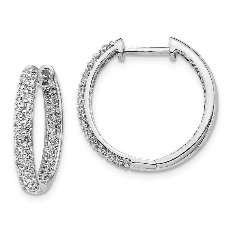 14k White Gold Diamond In-Out Hoop Earrings. 1.00ctw - Seattle Gold Grillz