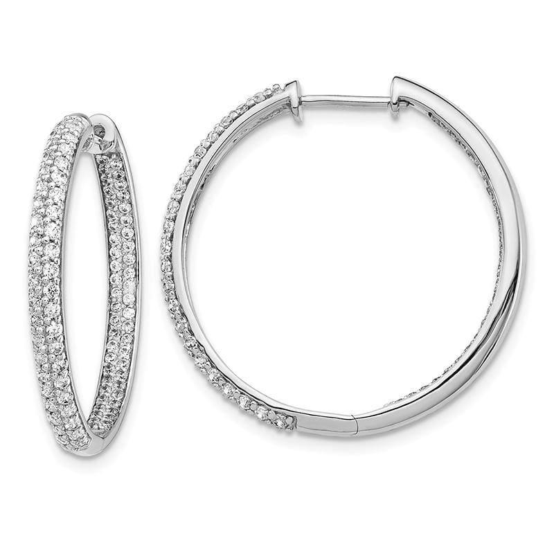 14k White Gold Diamond In-Out Hoop Earrings. 1.50ctw - Seattle Gold Grillz