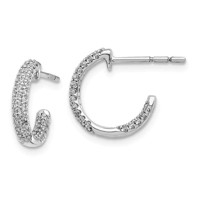14k White Gold Diamond In-Out Hoop Post Earrings. 0.50ctw - Seattle Gold Grillz