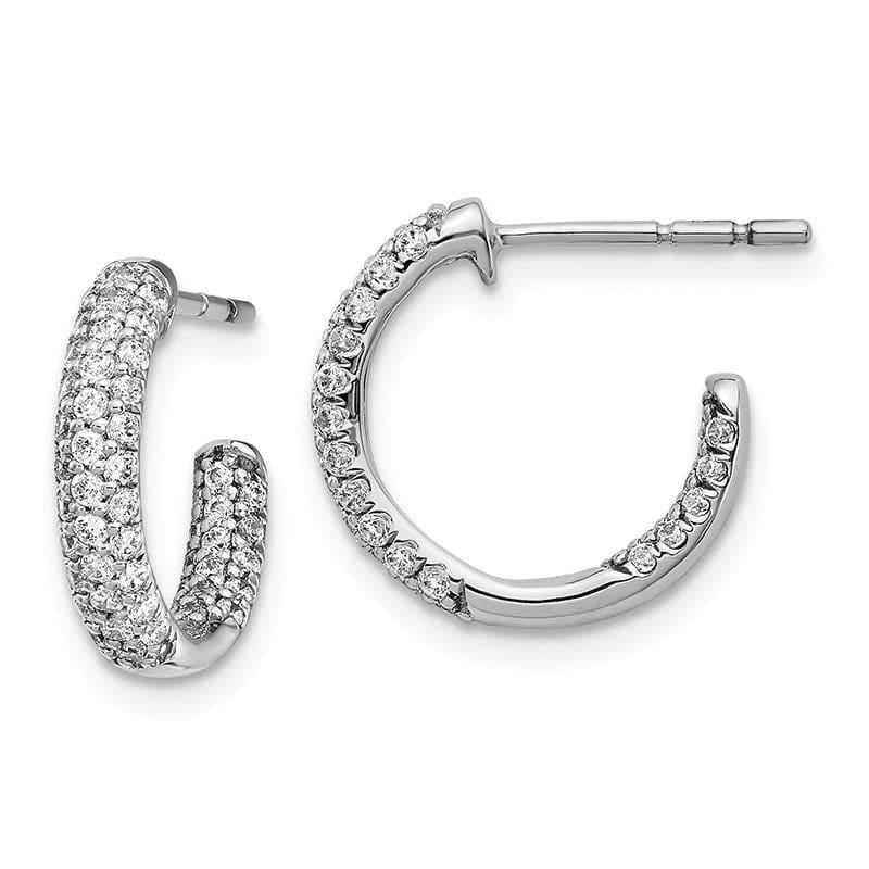 14k White Gold Diamond In-Out Hoop Post Earrings. 0.75ctw - Seattle Gold Grillz