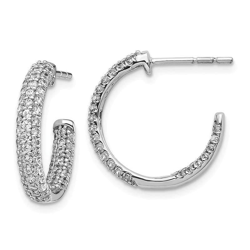 14k White Gold Diamond In-Out Hoop Post Earrings. 1.00ctw - Seattle Gold Grillz