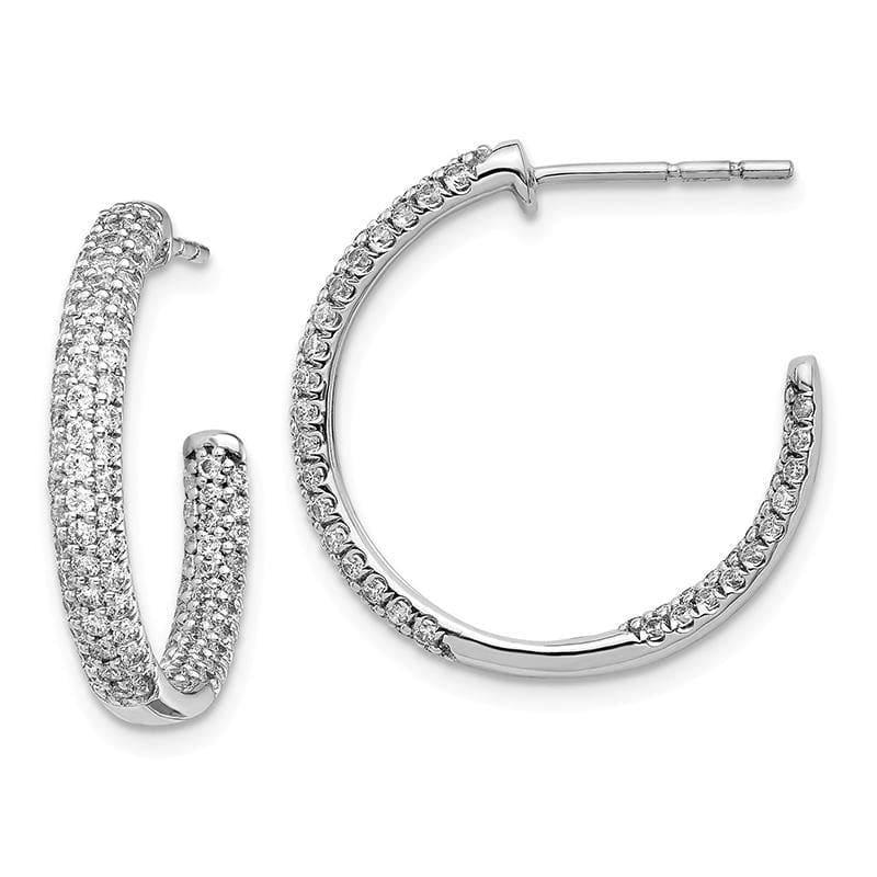 14k White Gold Diamond In-Out Hoop Post Earrings. 1.25ctw - Seattle Gold Grillz