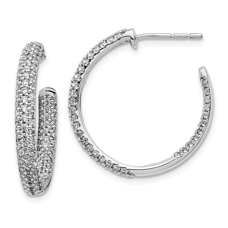 14k White Gold Diamond In-Out Hoop Post Earrings. 1.50ctw - Seattle Gold Grillz