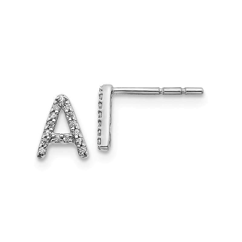 14k White Gold Diamond Initial A Earrings - Seattle Gold Grillz