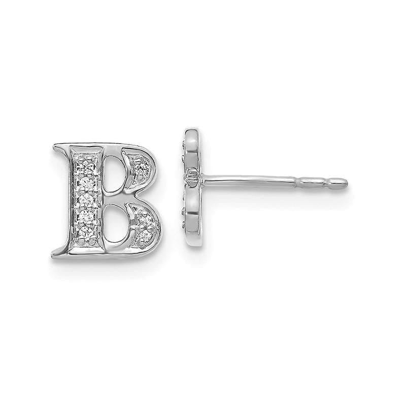 14k White Gold Diamond Initial B Earrings - Seattle Gold Grillz