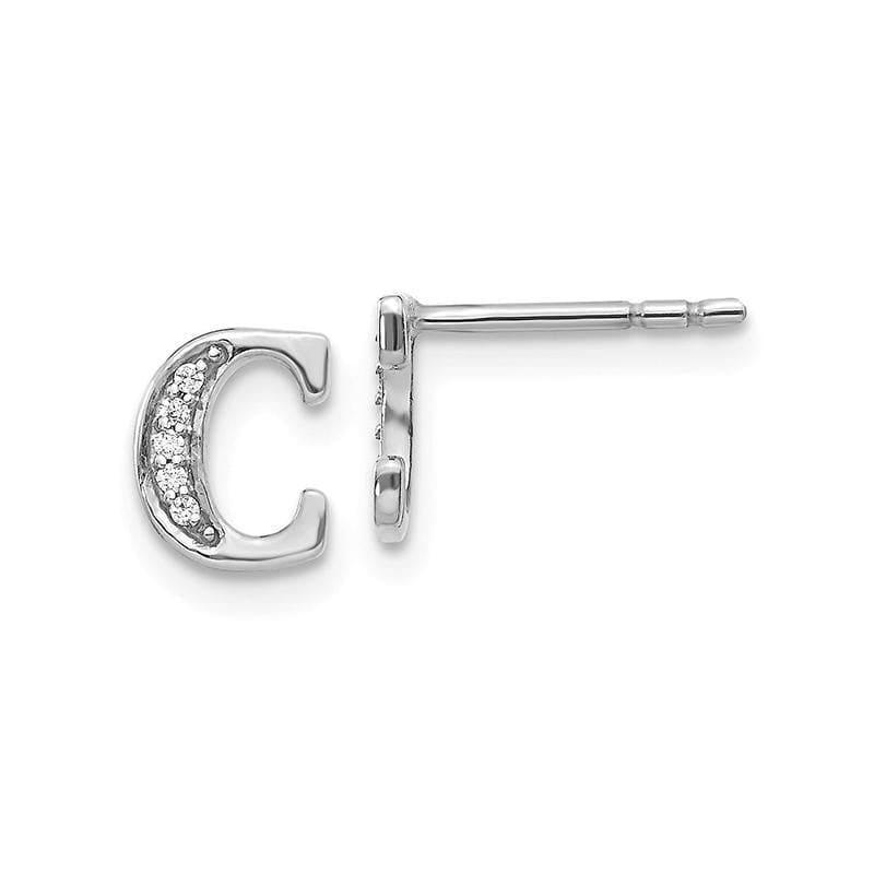 14k White Gold Diamond Initial C Earrings - Seattle Gold Grillz