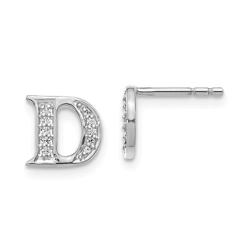 14k White Gold Diamond Initial D Earrings - Seattle Gold Grillz